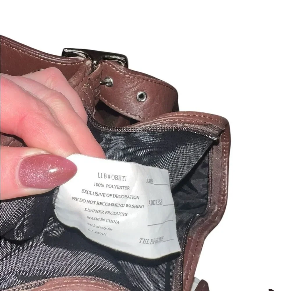 L.L. Bean Brown Canvas & Leather Hobo Shoulder Bag Adjustable Strap